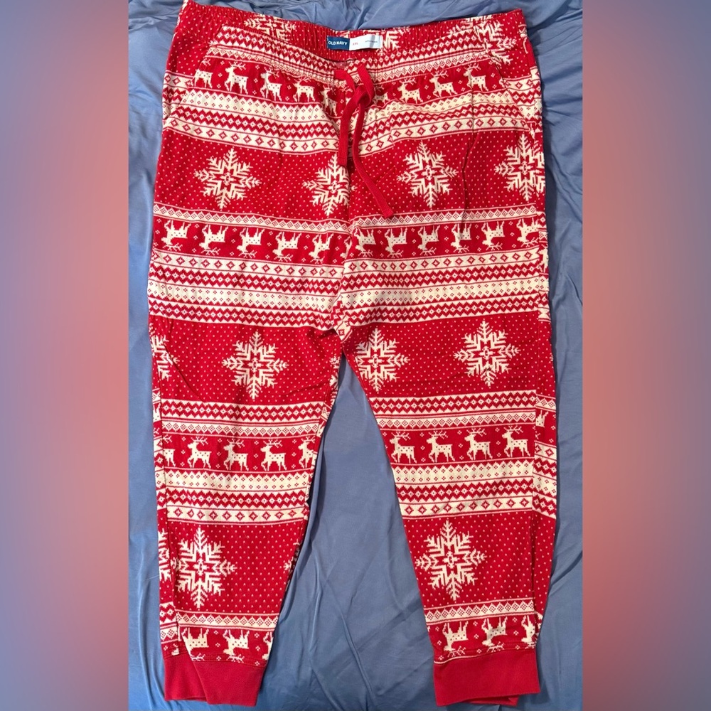 Old Navy Red and White Festive Flannel Pajama Joggers